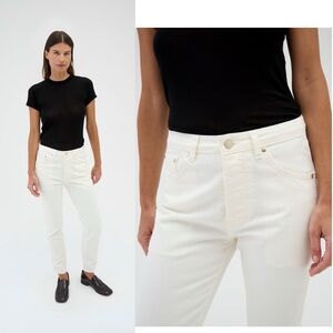 Renggli Slim Jean 100% Cotton Bone White High Rise Tapered 27 EUC